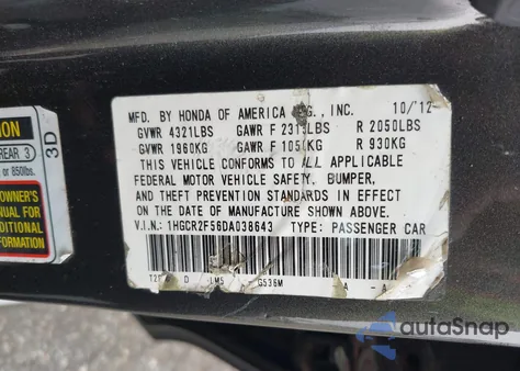 2013 Honda Accord Sport from USA, damaged, VIN 1HGCR2F56DA038643